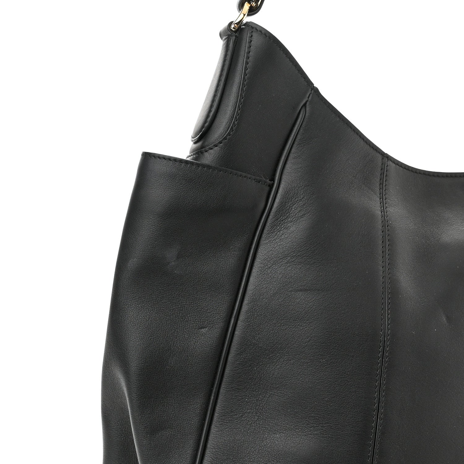 Salvatore Ferragamo Calfskin Elle Gancini Chain Hobo Black 9 of 11