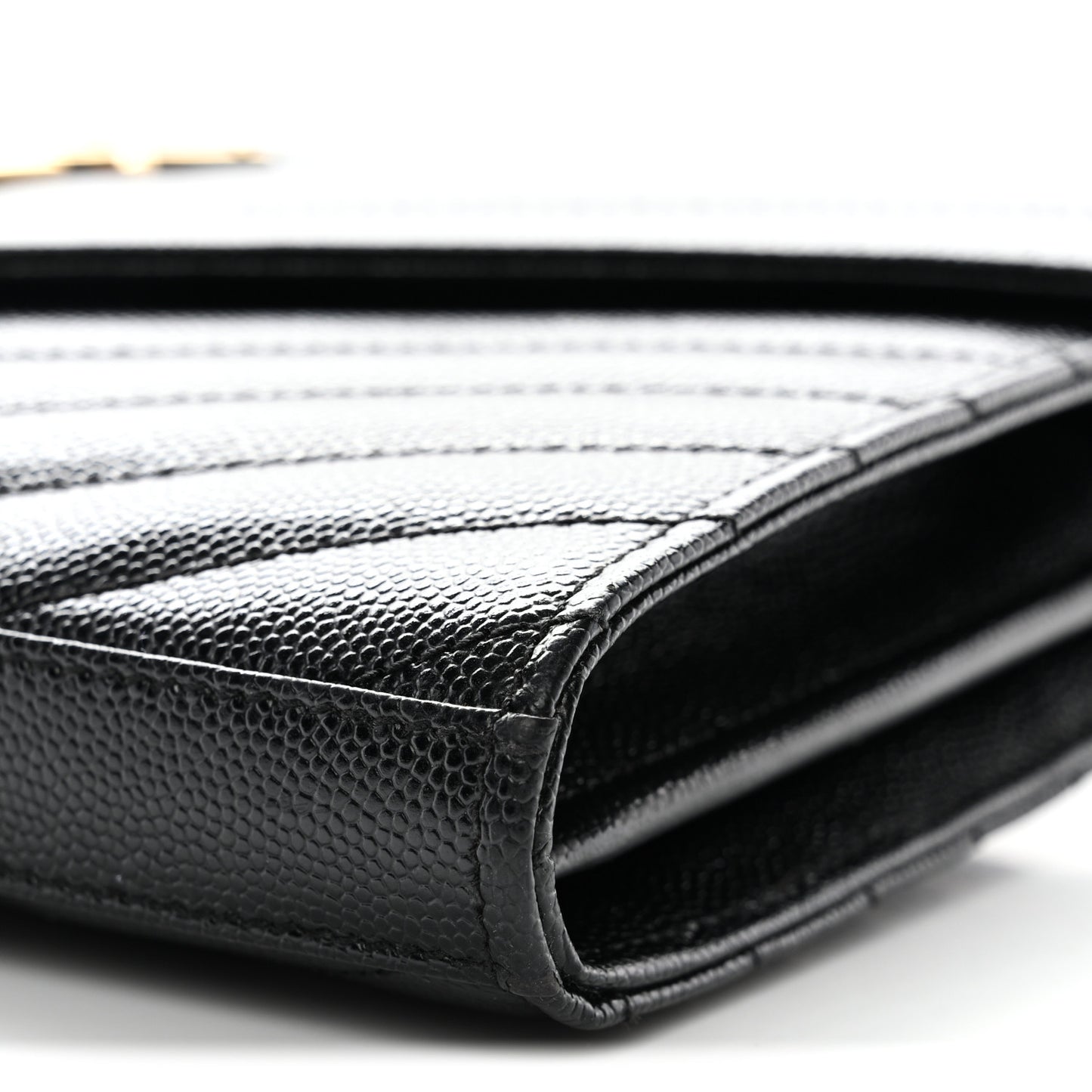 Grain De Poudre Matelasse Chevron Monogram Chain Wallet Black