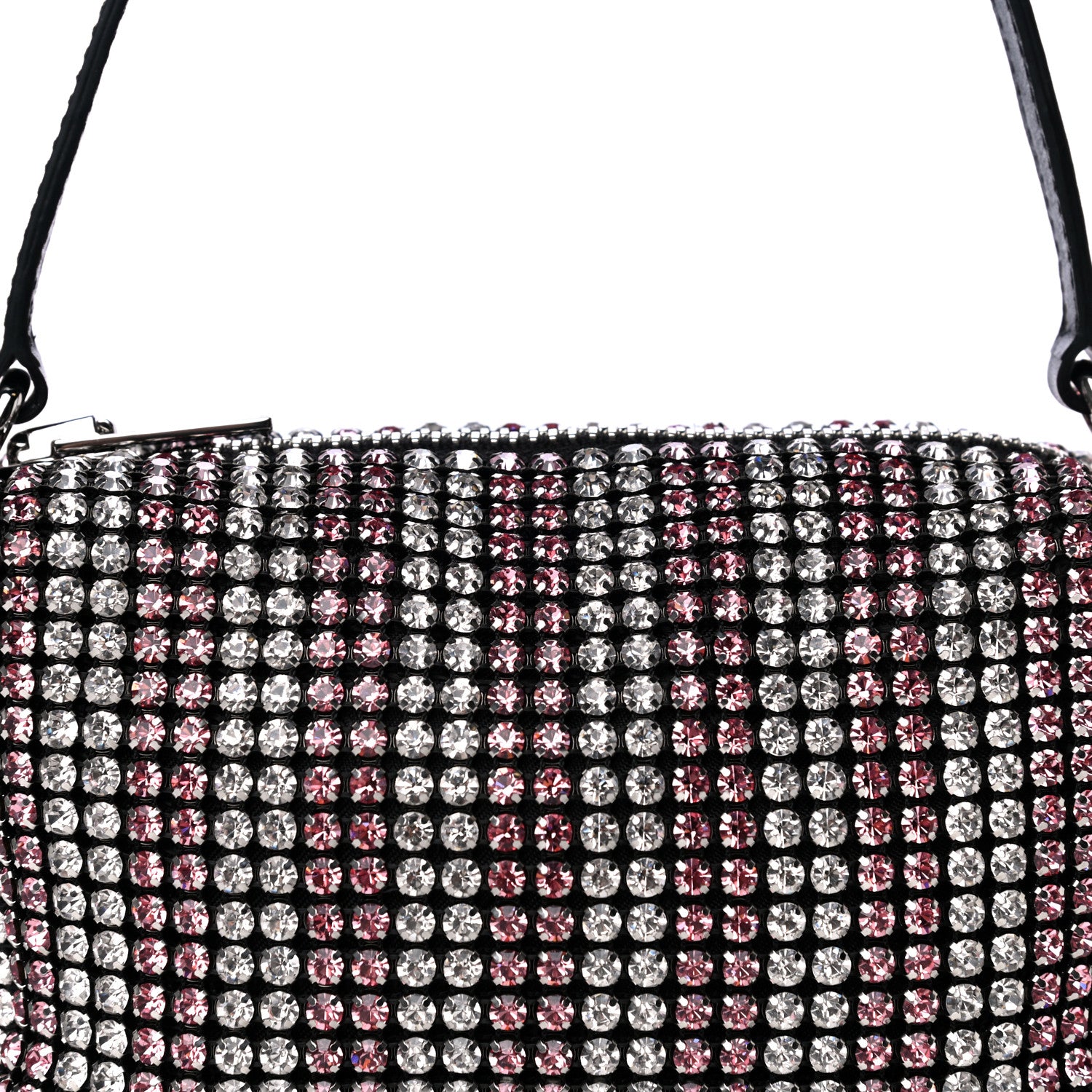 Alexander Wang Mesh Crystal Rhinestone Mini Heiress Pouch Pink Silver 7 of 9