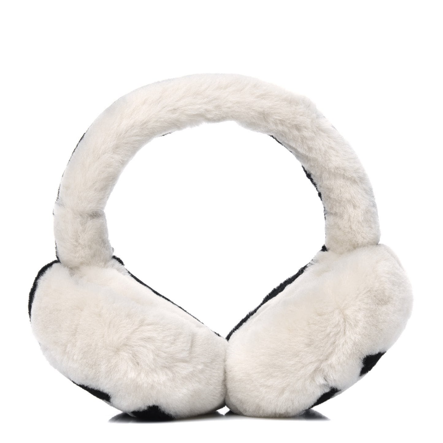 Shearling CC Bi-Color Ear Muffs White Black