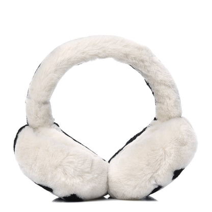 Chanel Shearling CC Bi-Color Ear Muffs White Black 1 of 3