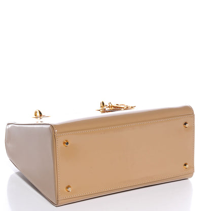 Christian Dior Vintage Patent Medium Lady Dior Beige 4 of 9
