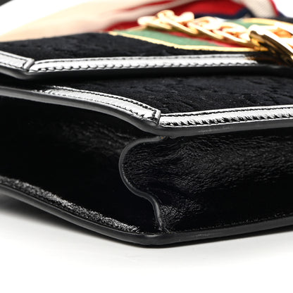 Gucci Velvet GG Monogram Small Sylvie Shoulder Bag Black 9 of 15