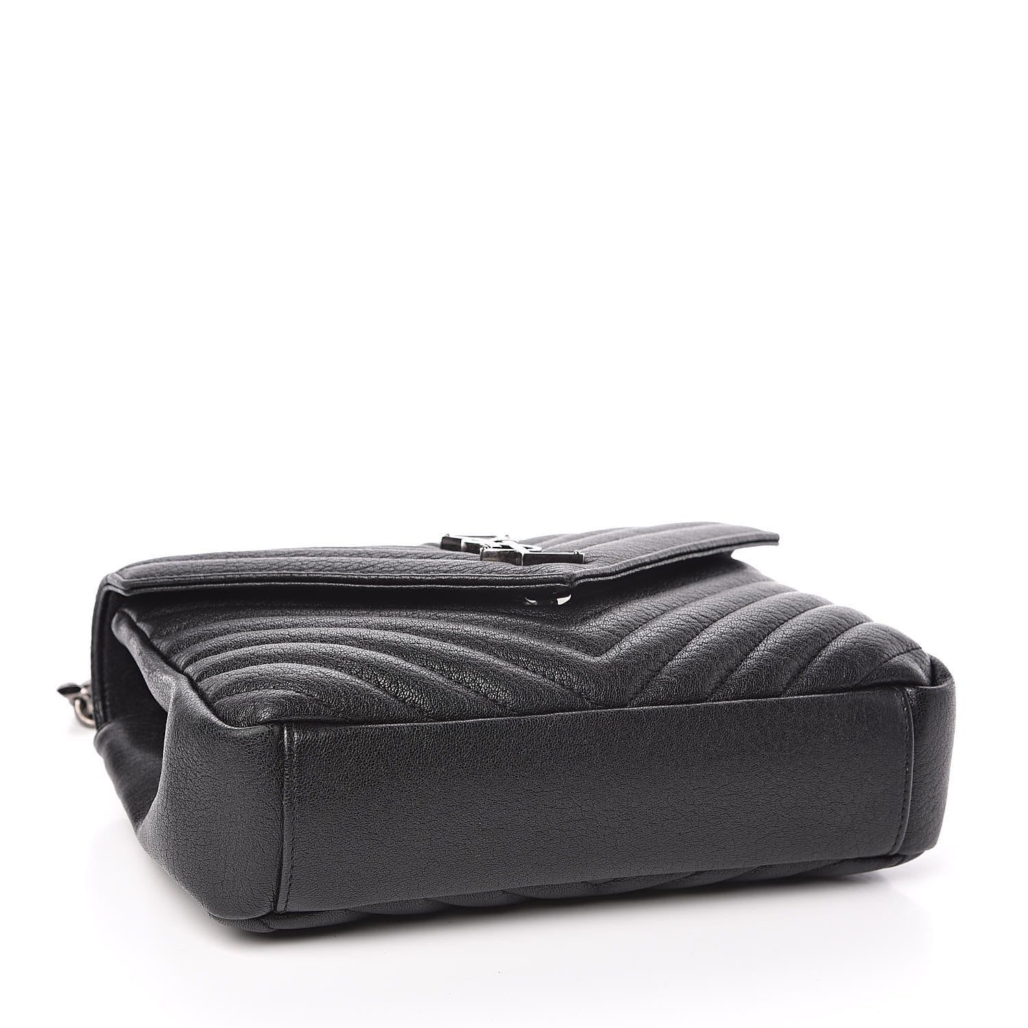 Saint Laurent Sheepskin Matelasse Chevron Monogram Medium College Bag Black 4 of 18