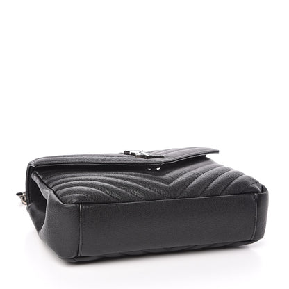 Saint Laurent Sheepskin Matelasse Chevron Monogram Medium College Bag Black 4 of 18