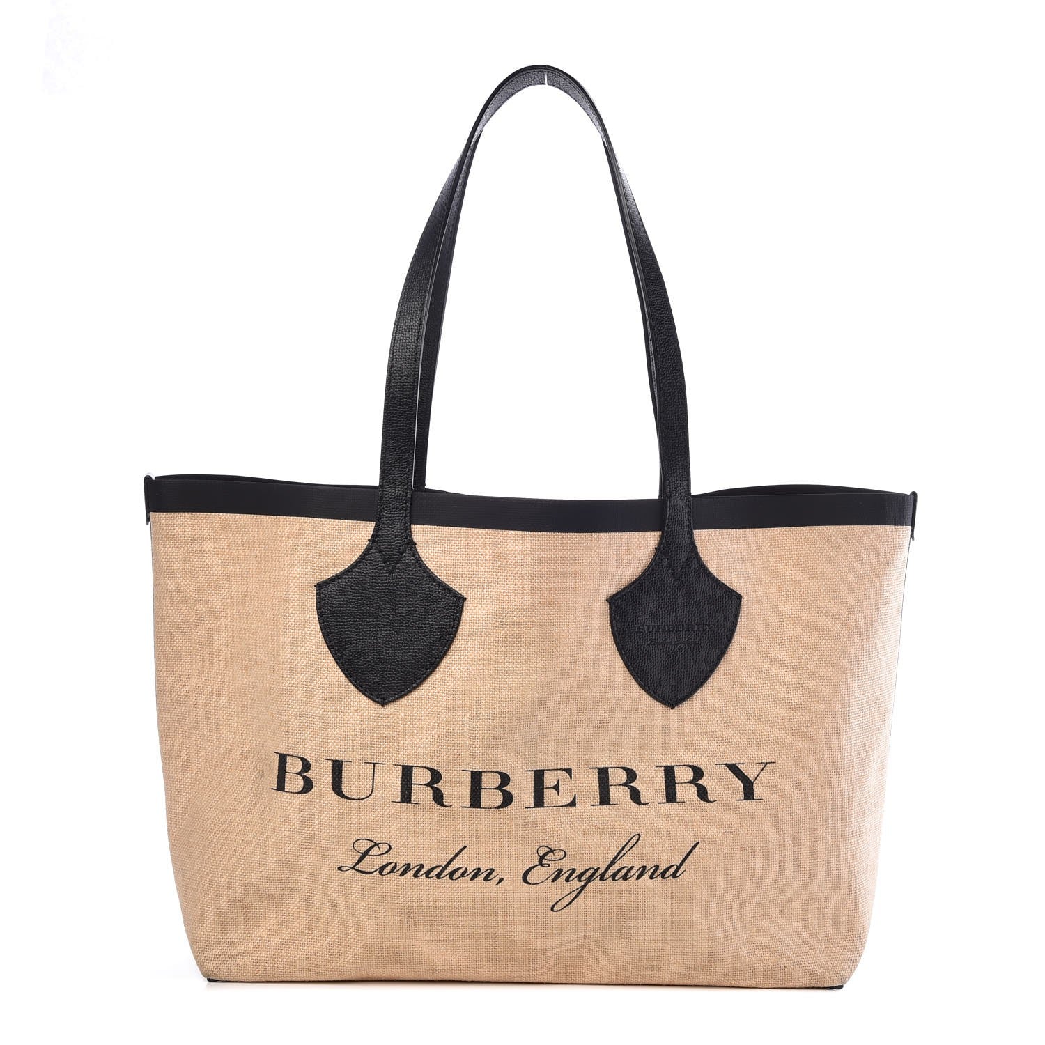 Burberry Raffia Logo Print Medium The Giant Reversible Tote Black 1 of 6