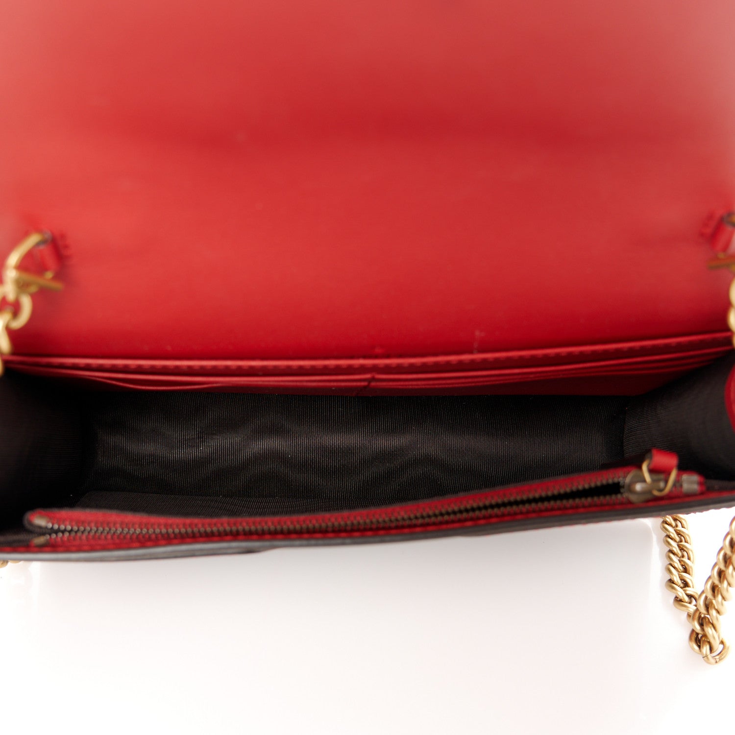 Gucci Calfskin Queen Margaret Chain Wallet Blue Agata Hibiscus Red Mystic White 5 of 9
