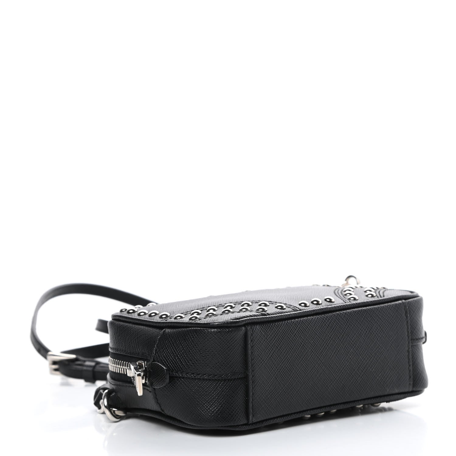 Prada Saffiano Studded Mini Camera Crossbody Black 4 of 10