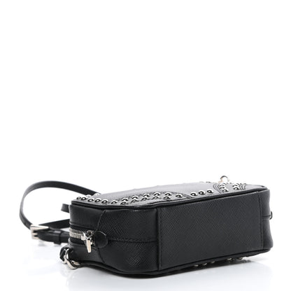 Prada Saffiano Studded Mini Camera Crossbody Black 4 of 10
