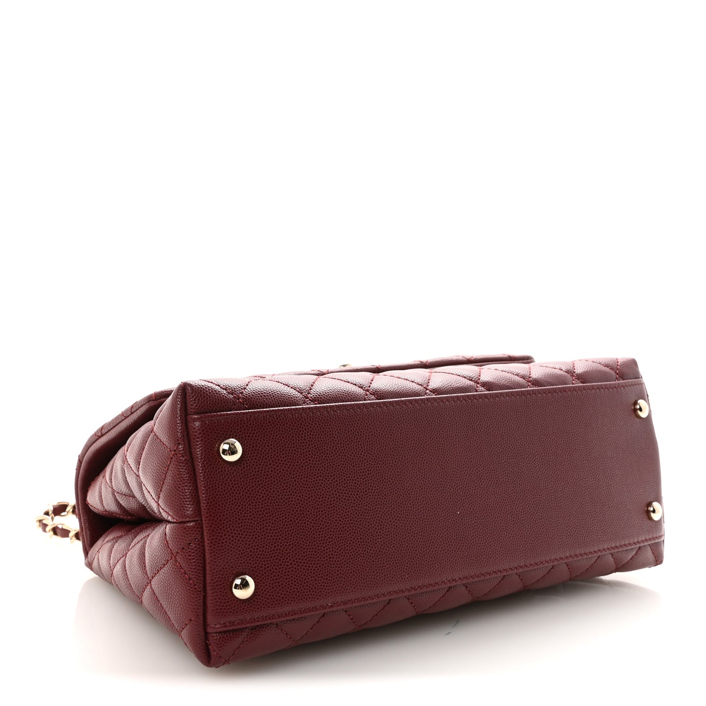 Caviar Quilted Small Coco Handle Flap Burgundy