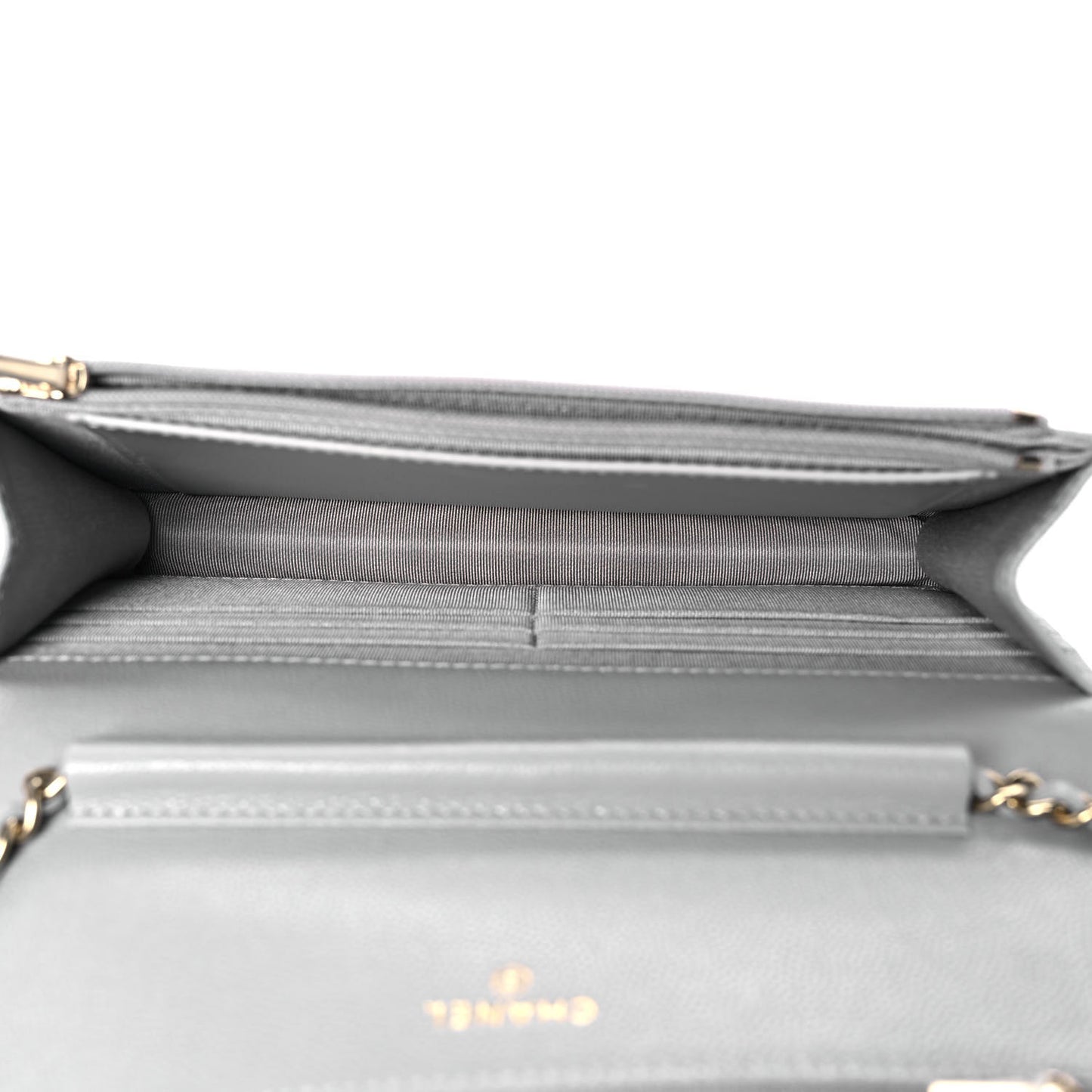 Caviar Quilted Wallet On Chain WOC Grey