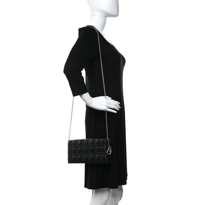 Christian Dior Lambskin Cannage Lady Dior Convertible Clutch Black 2 of 21
