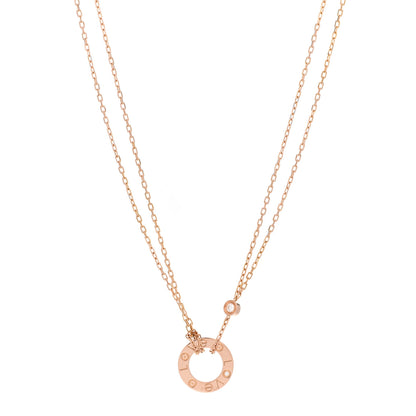 Cartier 18K Pink Gold 2 Diamond LOVE Necklace 1 of 4