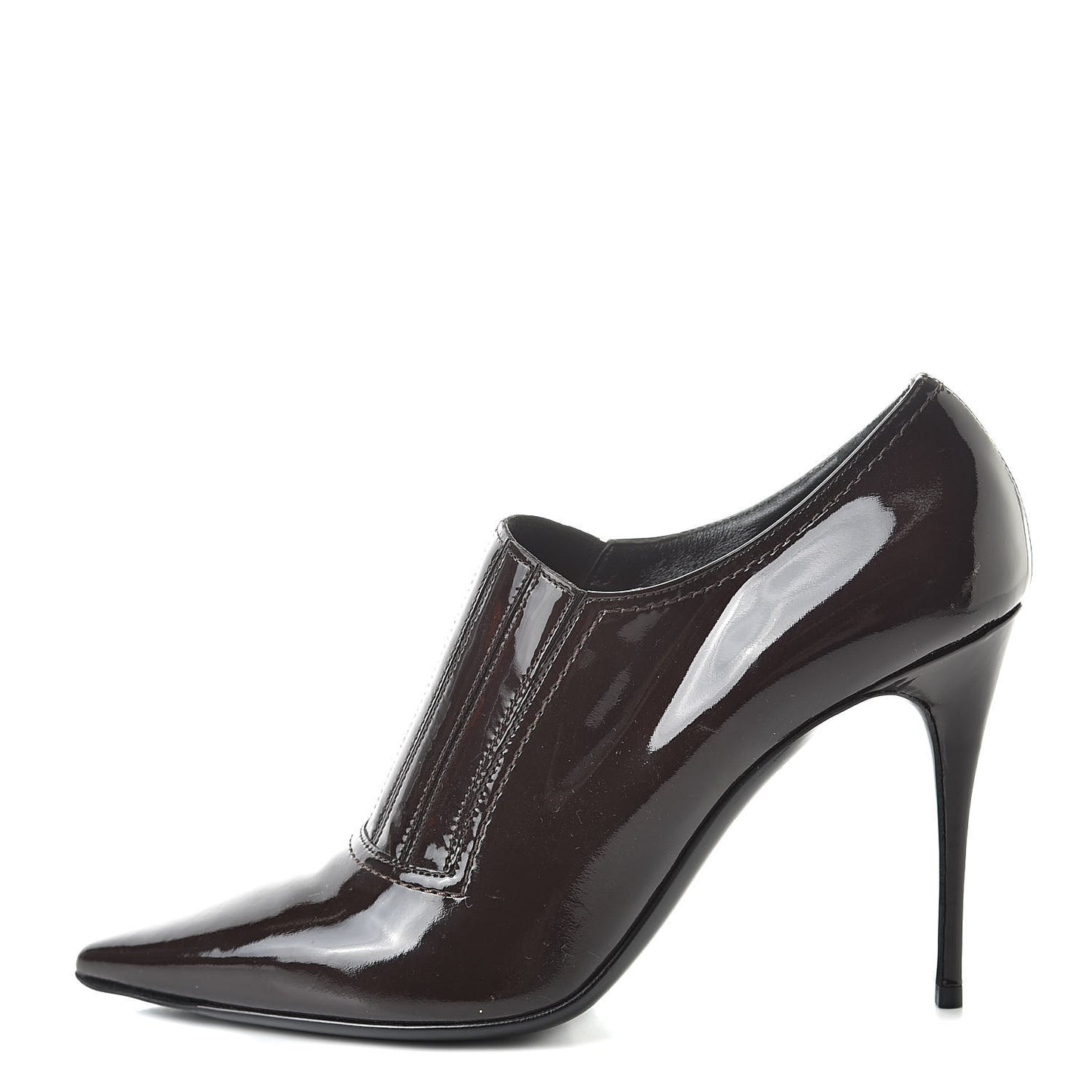 Patent Pointed Toe Ankle Boots 38 Brown