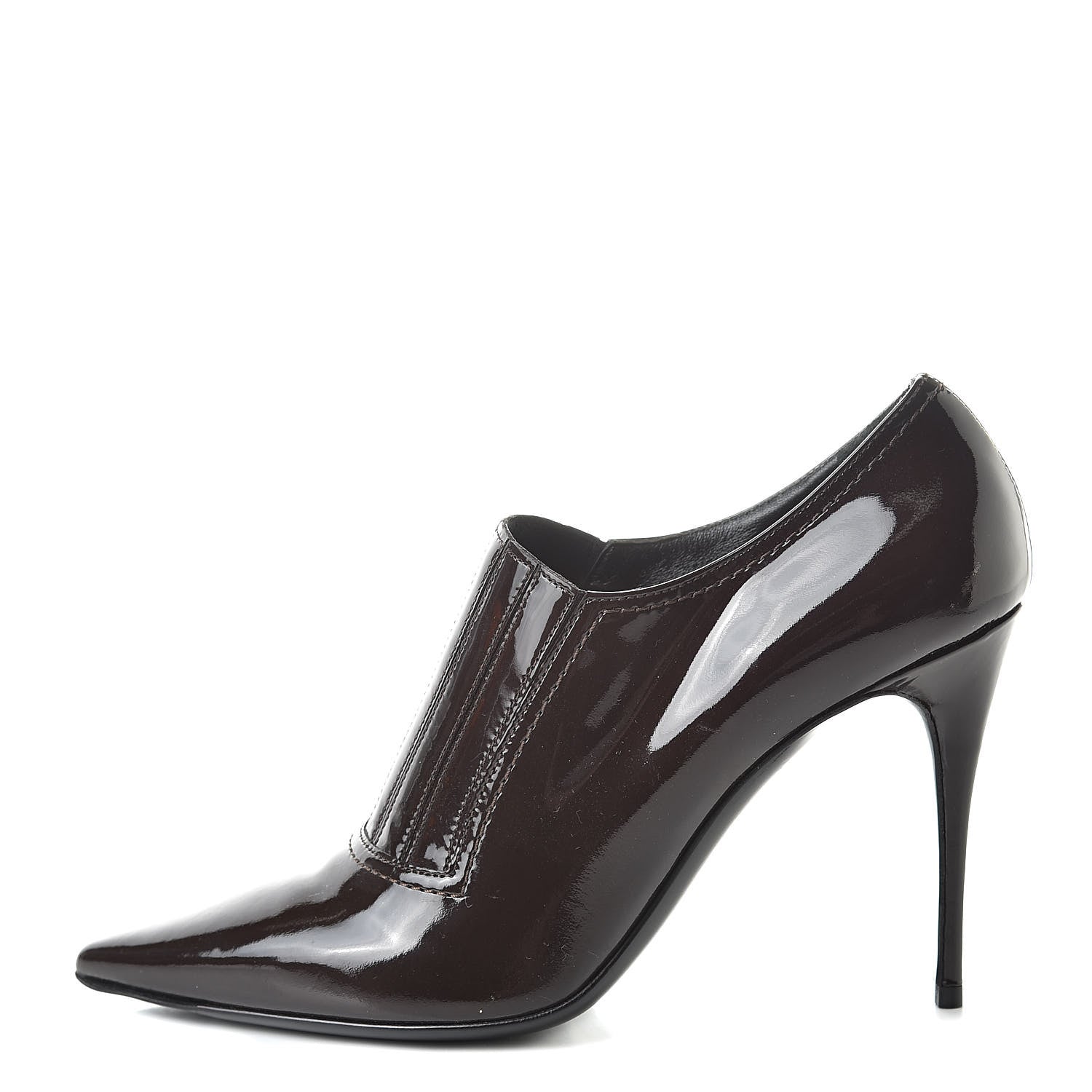 Valentino Garavani Patent Pointed Toe Ankle Boots 38 Brown 1 of 10