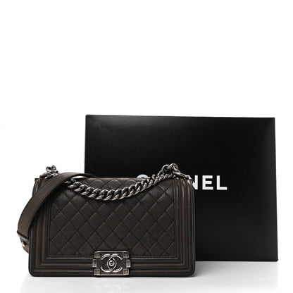 Chanel Iridescent Caviar Quilted Medium Boy Flap Dark Grey 11 of 11