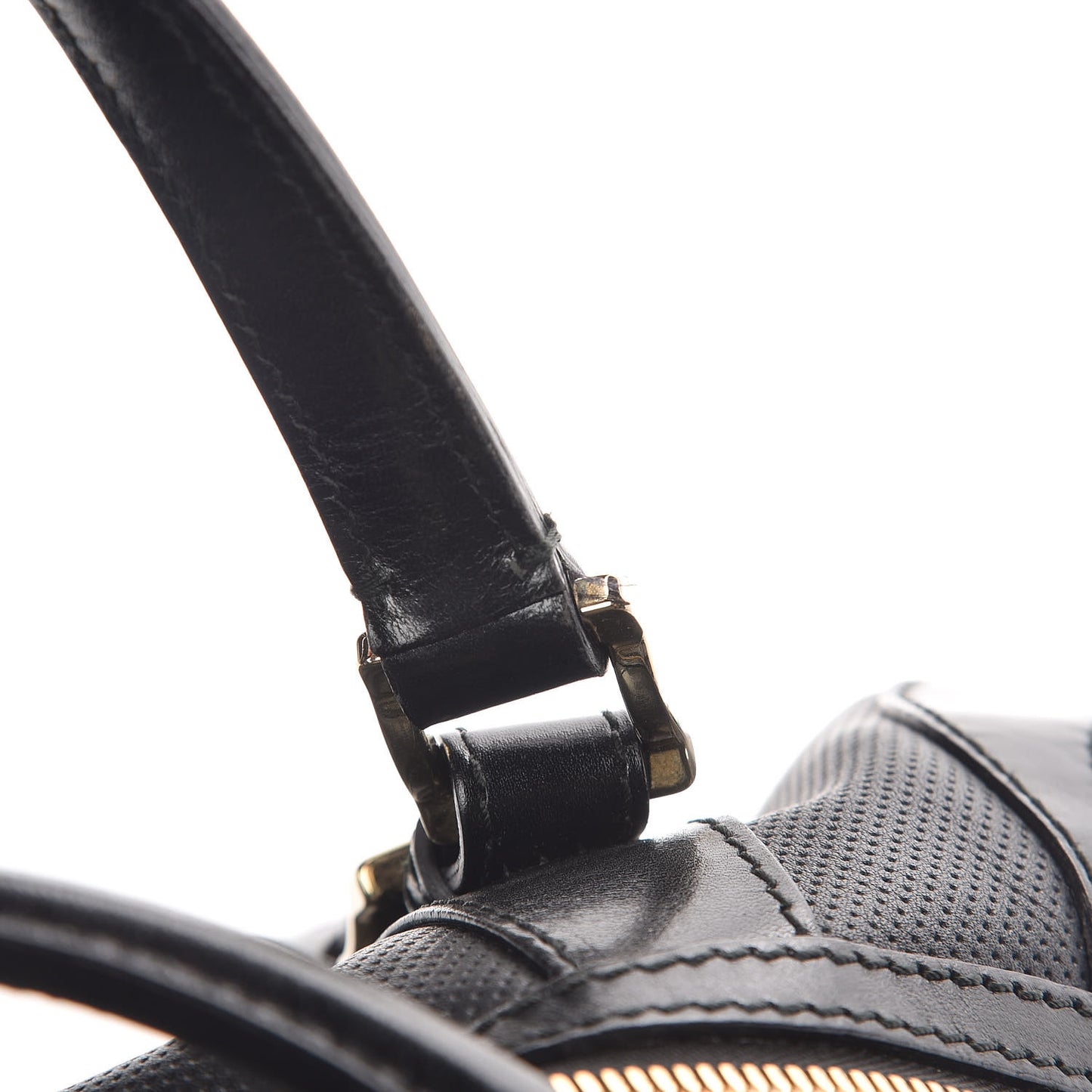 Calfskin Perforated Ellers Satchel Black