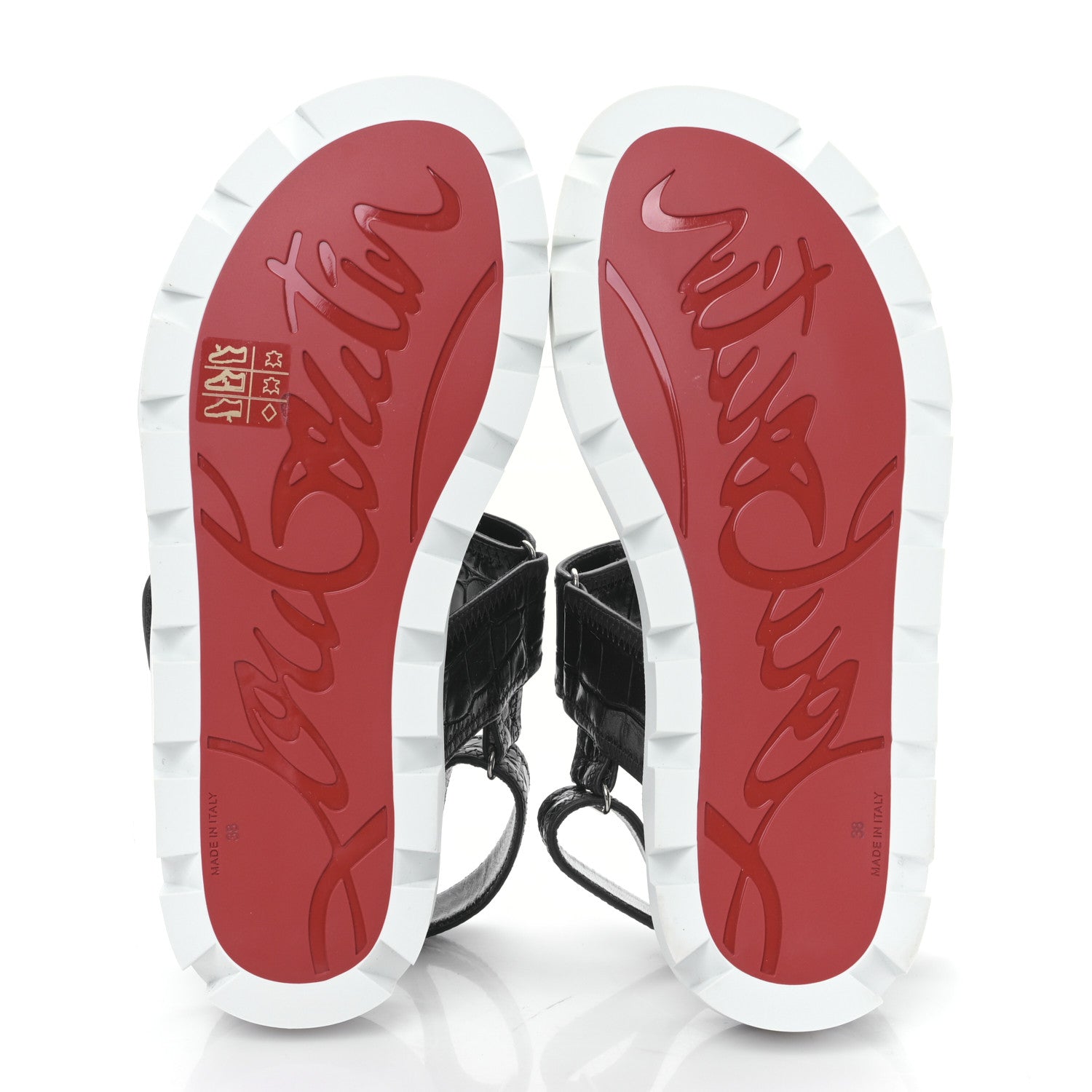 Christian Louboutin Calfskin Alligator Embossed Nappa Lock Cool Flat Sandals 38 Obscur 5 of 7