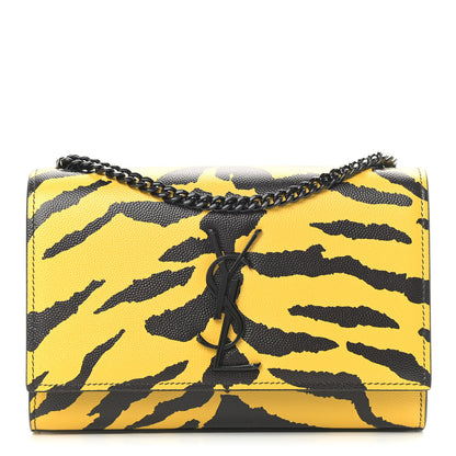 Saint Laurent Grain De Poudre Zebra Print Small Classic Monogram Kate Satchel Yellow 1 of 9