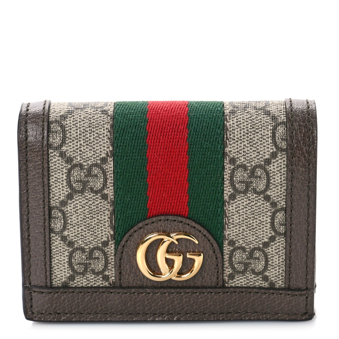 GG Supreme Monogram Web Ophidia Card Case Beige New Acero