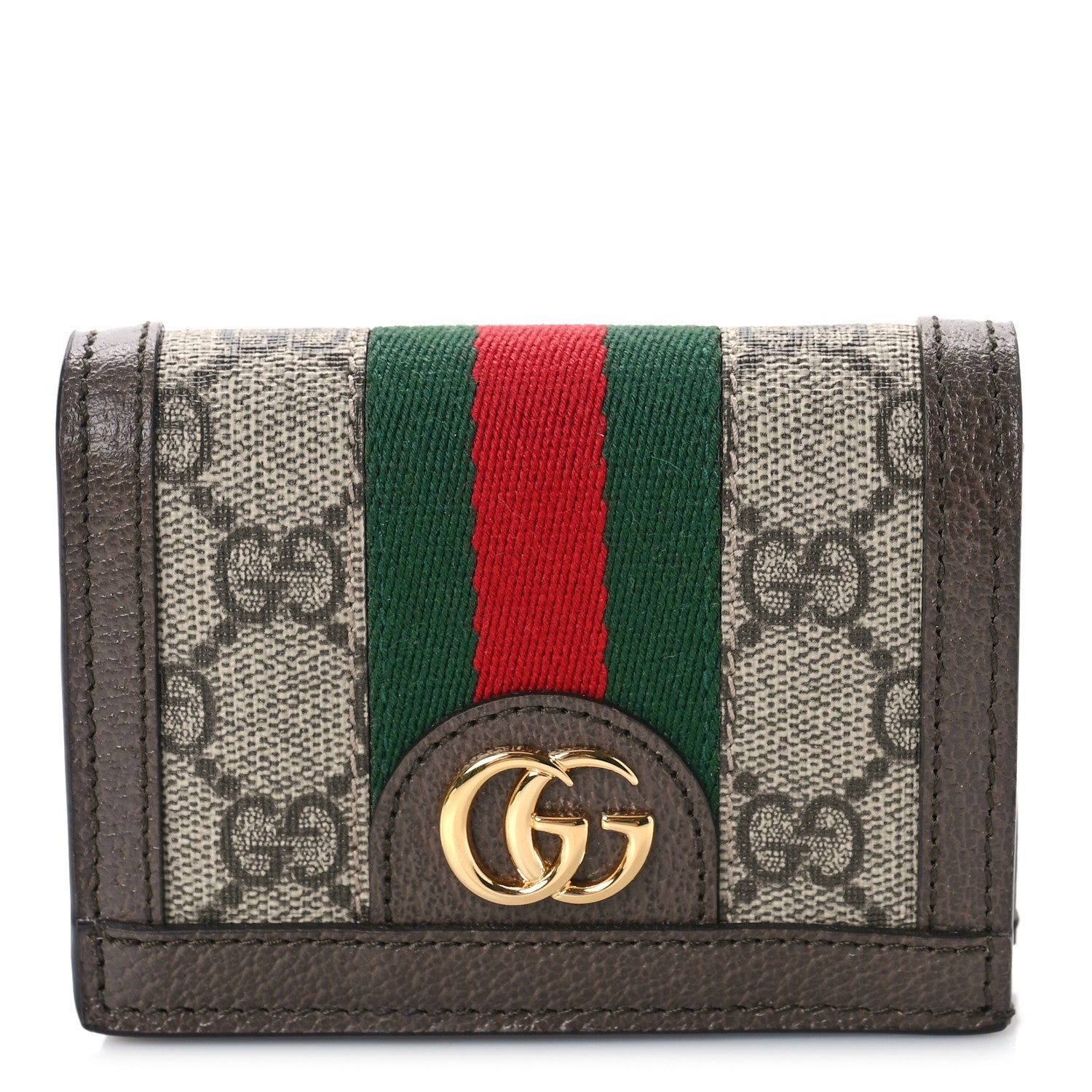 Gucci GG Supreme Monogram Web Ophidia Card Case Beige New Acero 1 of 9