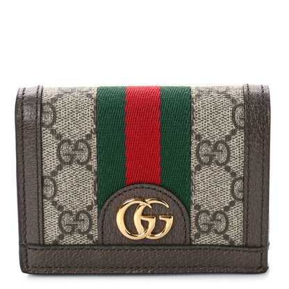 Gucci GG Supreme Monogram Web Ophidia Card Case Beige New Acero 1 of 9