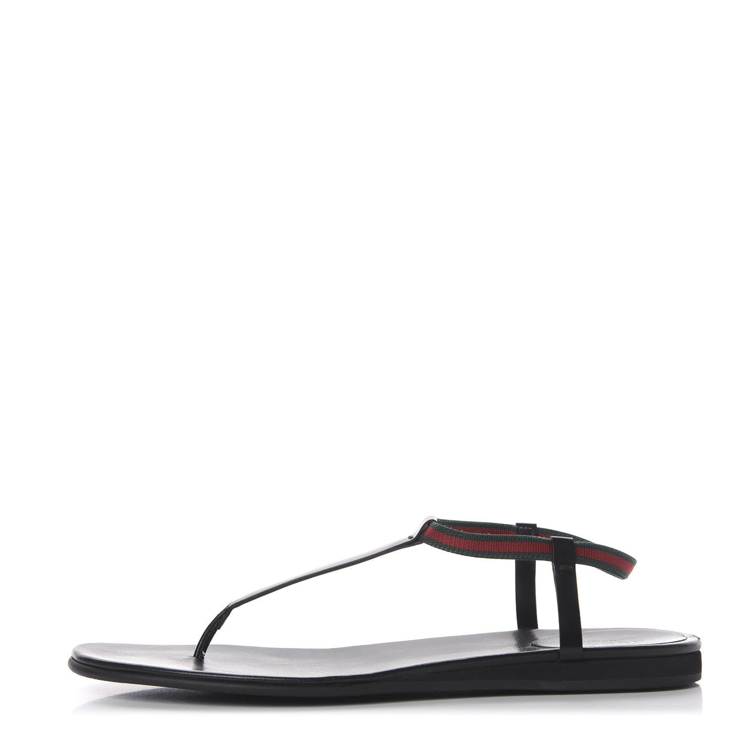 Gucci Calfskin Web Thong Sandals 41.5 Black 1 of 7