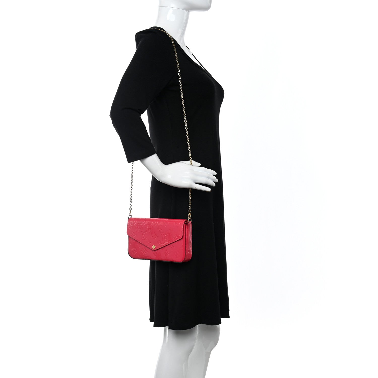 Louis Vuitton Vernis Felicie Pochette Chain Wallet Hot Pink 2 of 20
