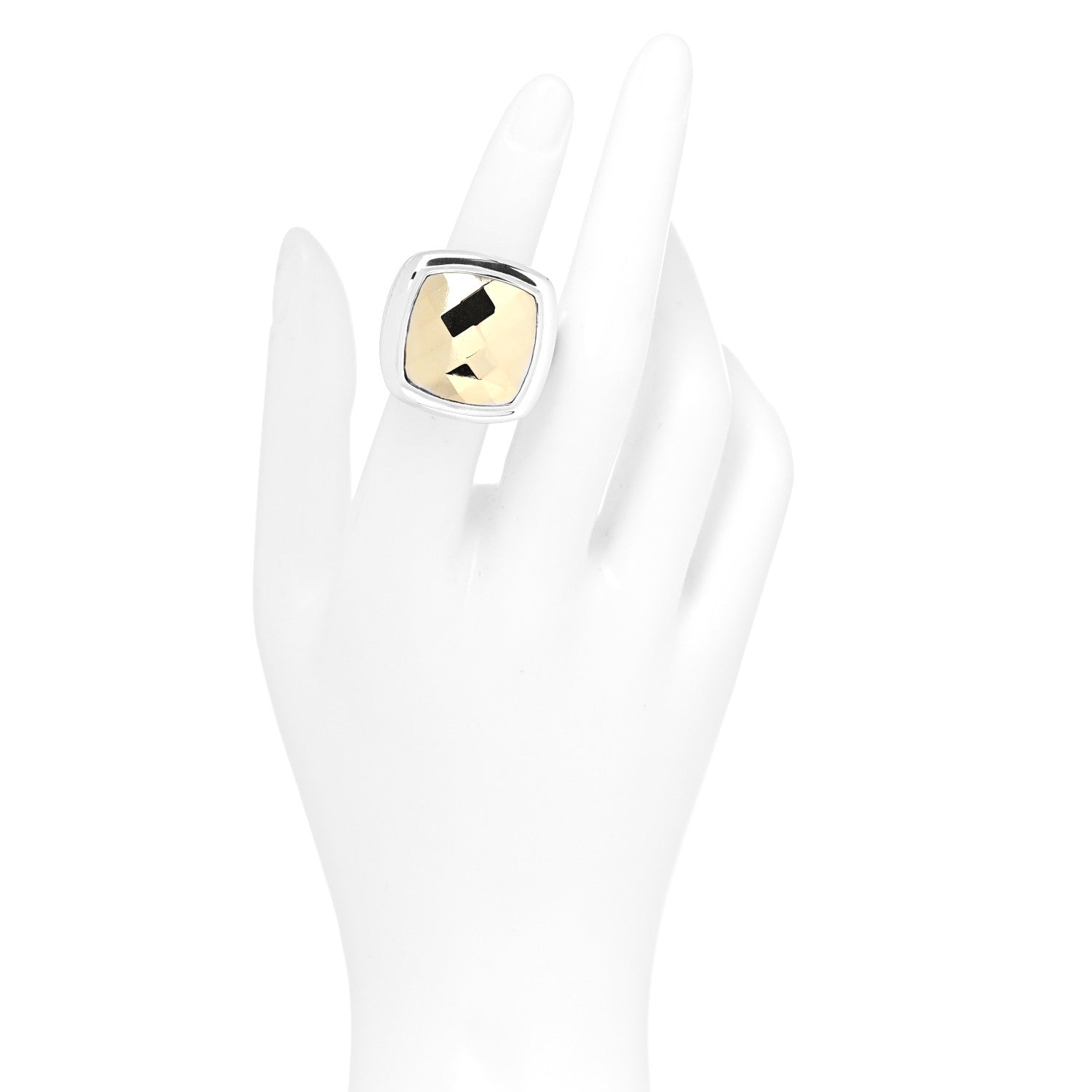 David Yurman Sterling Silver 18K Yellow Gold 20mm Albion Dome Statement Ring 49 5 2 of 8