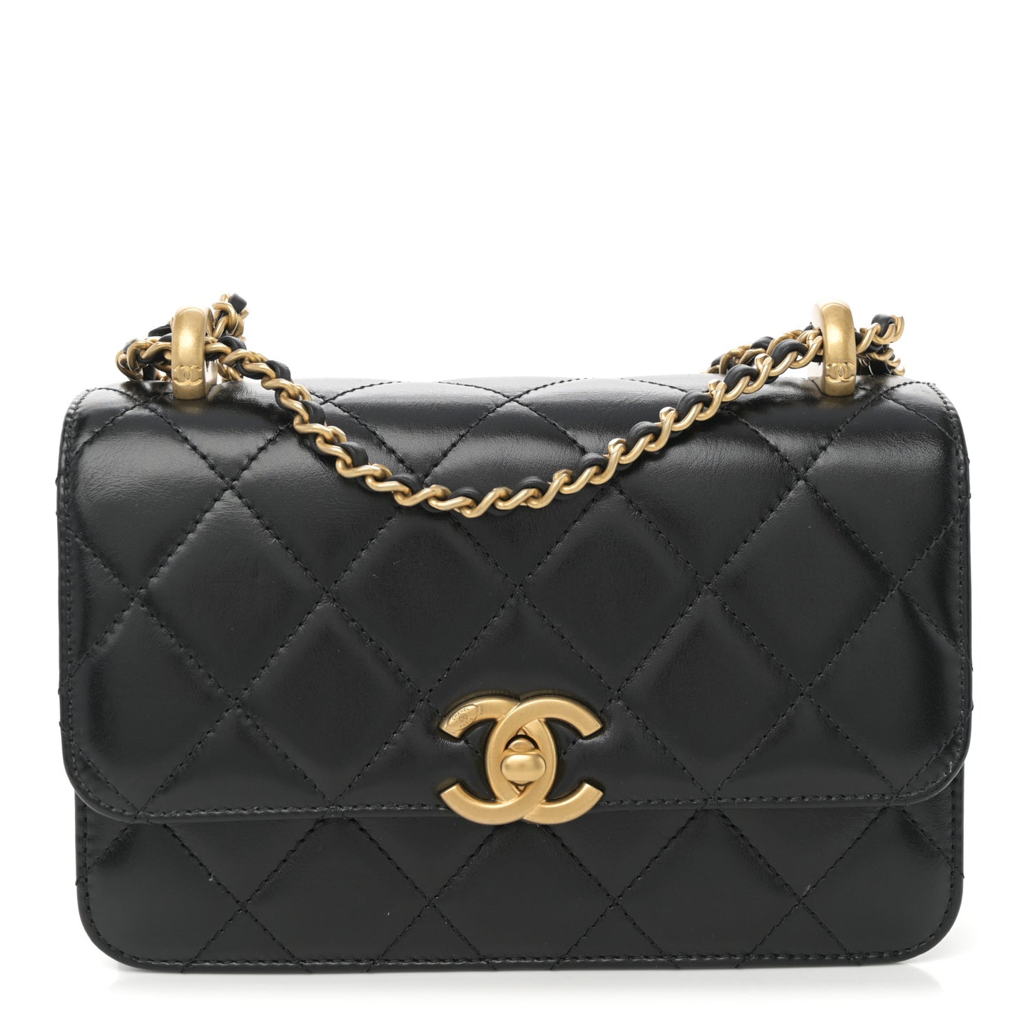 Calfskin Quilted Mini Perfect Fit Flap Black