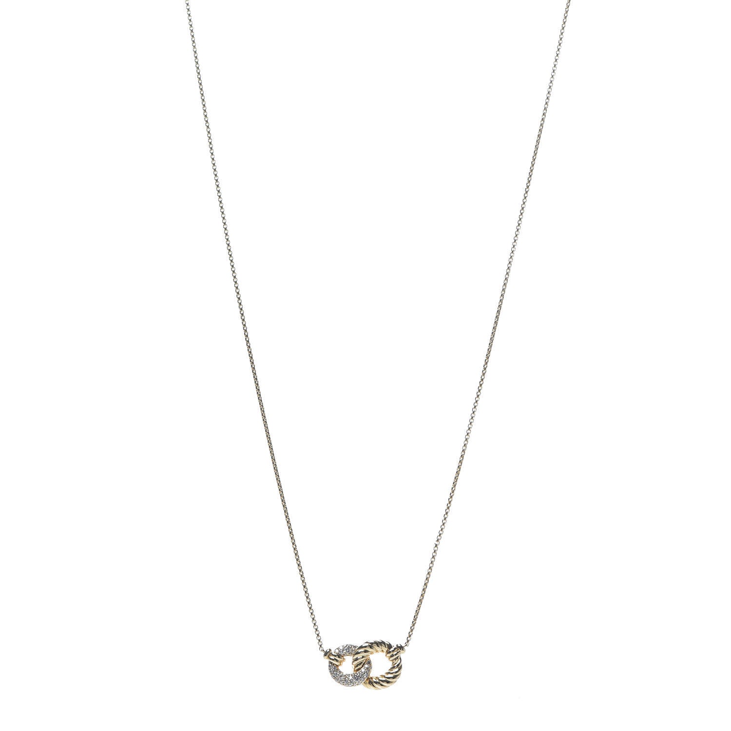 David Yurman 18K Yellow Gold Diamond Pave Extra-Small Belmont Pendant Necklace 1 of 5