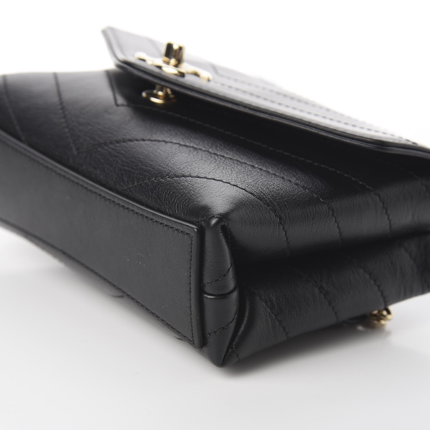 Chanel Calfskin Chevron Stitched Coco Waist Bag Black 8 of 9