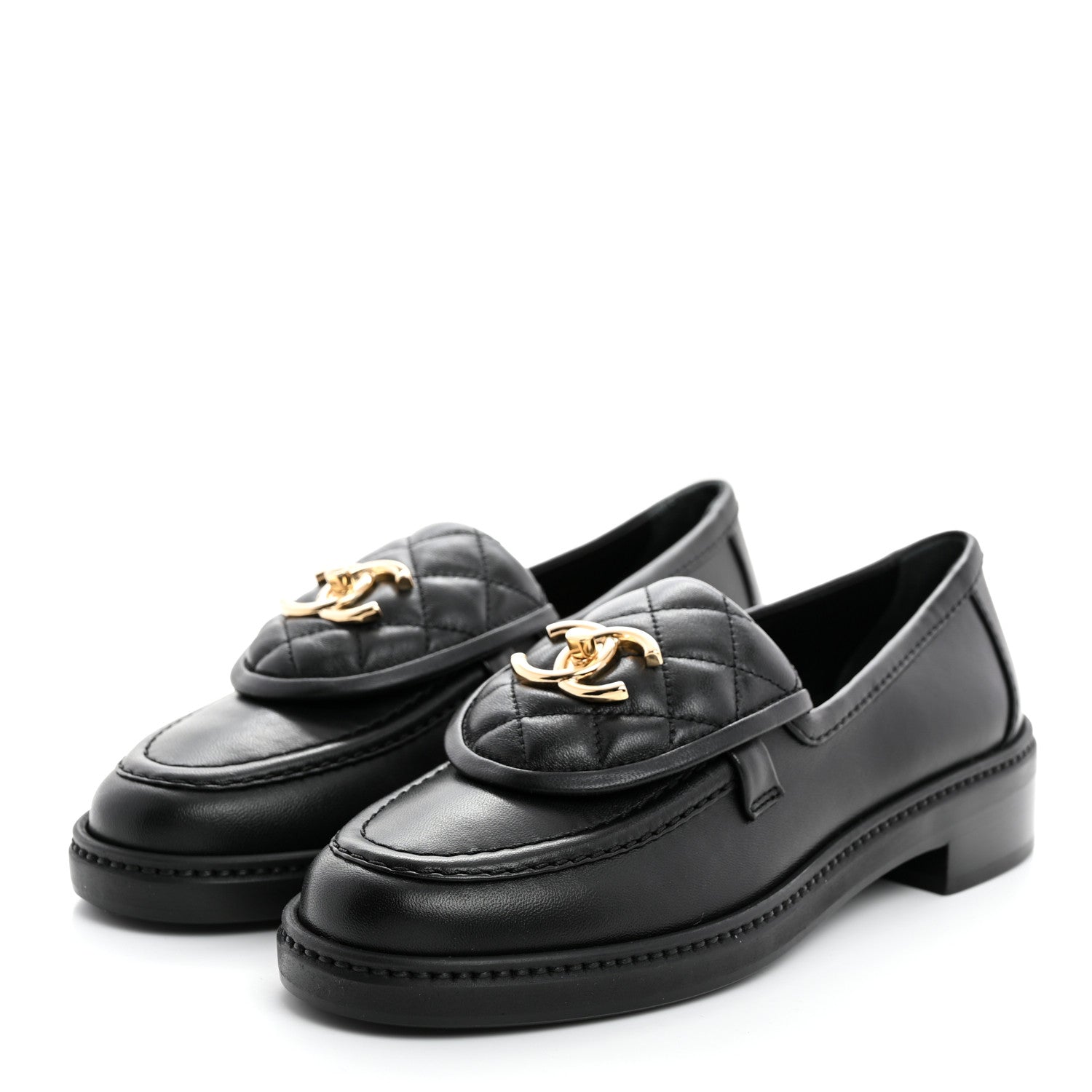 Chanel Lambskin Quilted CC Turnlock Loafers 36 Black 3 of 8