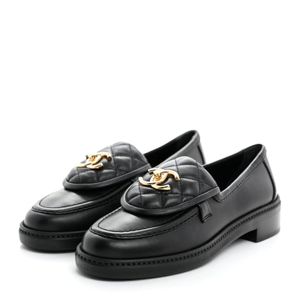 Chanel Lambskin Quilted CC Turnlock Loafers 36 Black 3 of 8
