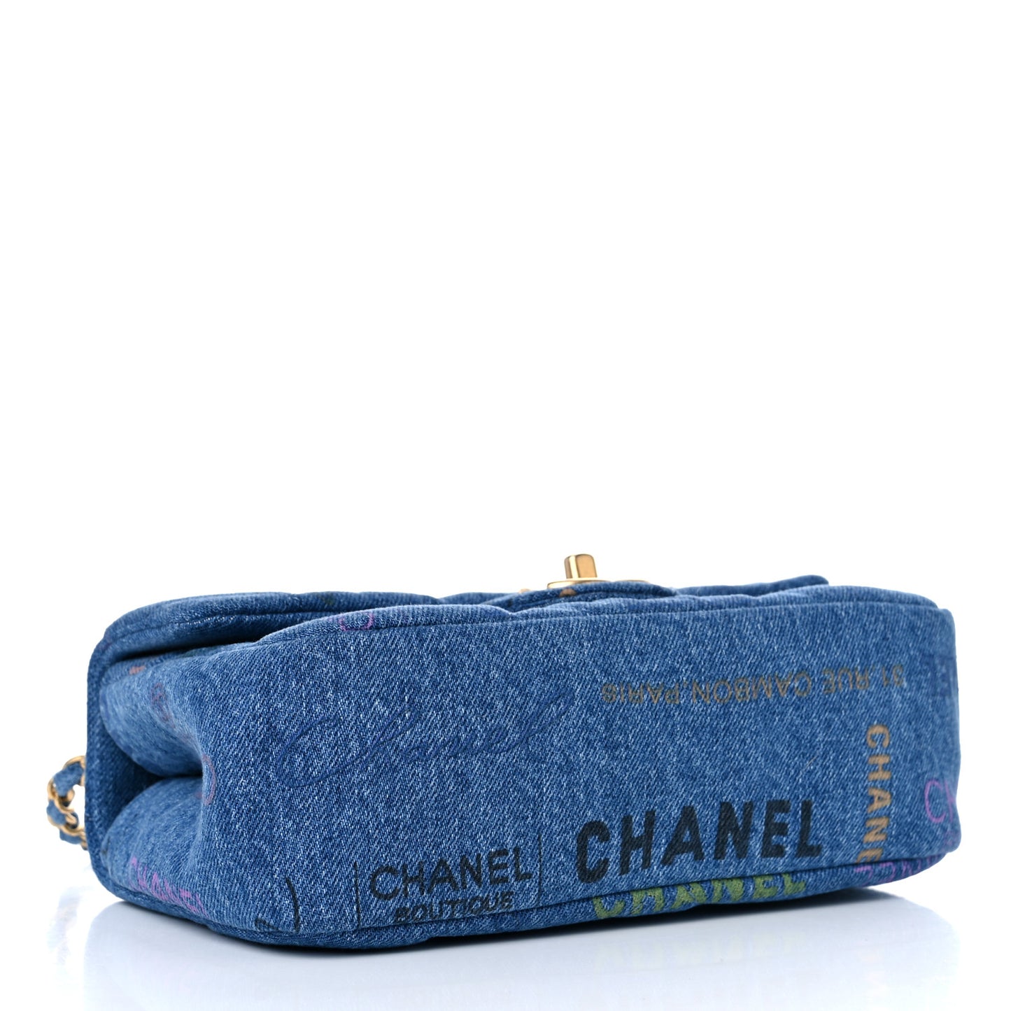 Denim Quilted Mini Denim Mood Rectangular Flap Blue Multicolor