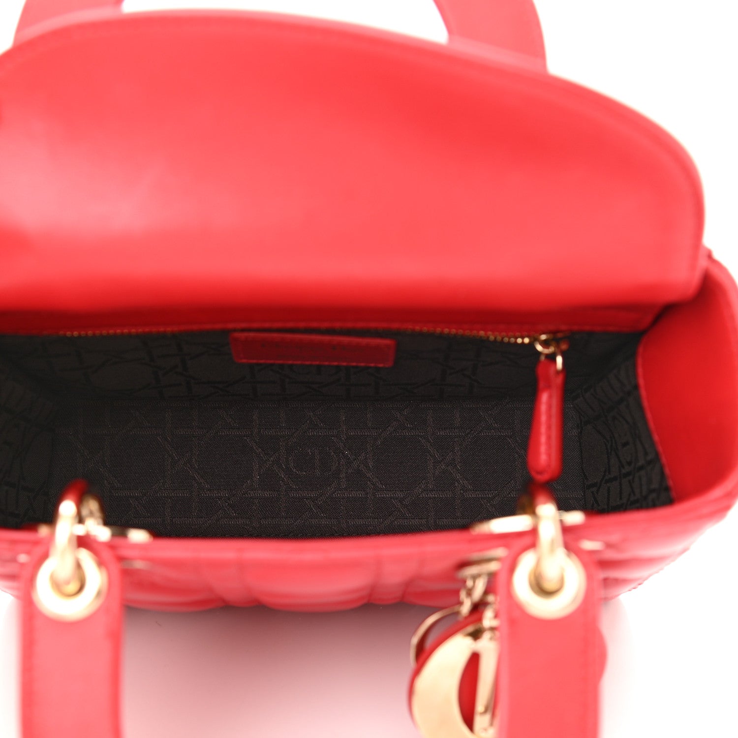 Christian Dior Lambskin Cannage Small Lucky Badges My Lady Dior Red 5 of 11