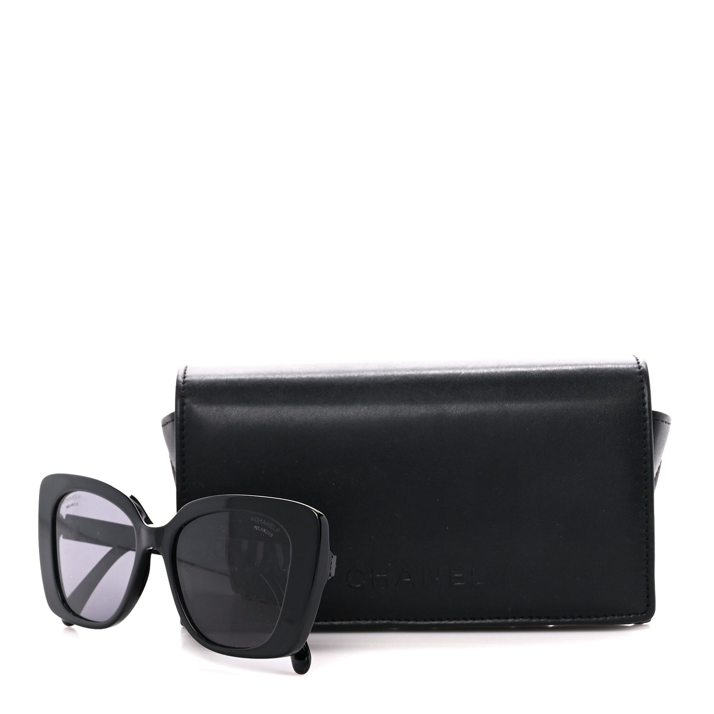 Acetate Strass Polarized Square Sunglasses 5422-B Black
