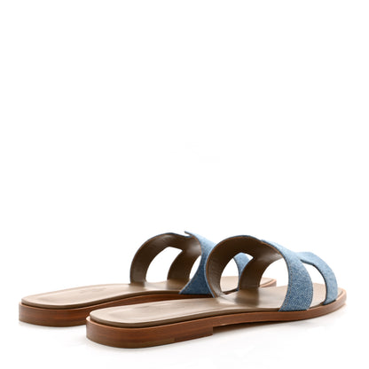 Hermes Denim Canvas Oran Sandals 41 Bleu Clair 4 of 9
