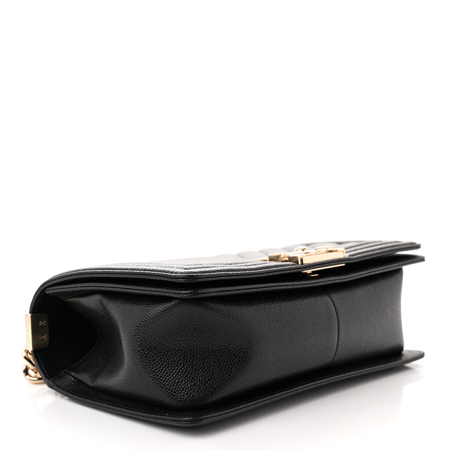 Chanel Caviar Chevron Quilted Medium Boy Flap Black 4 of 12