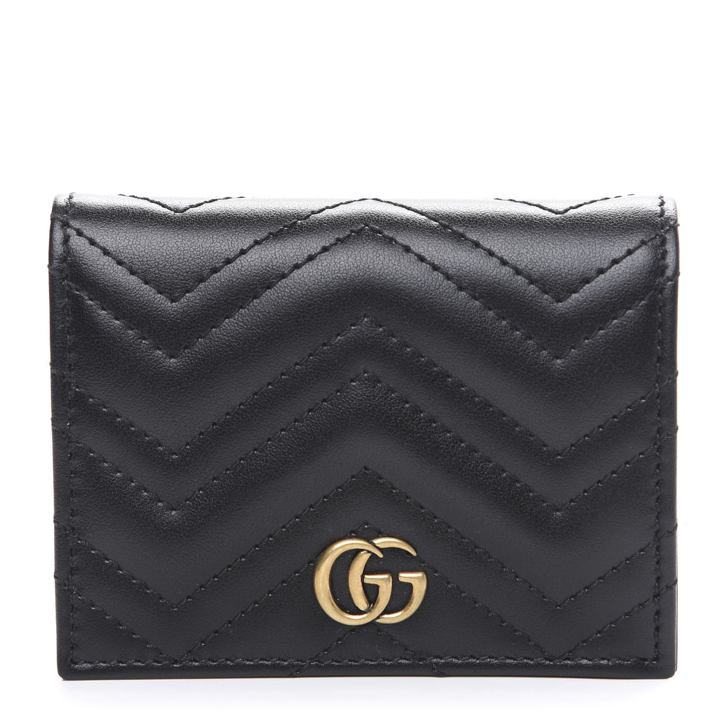 Calfskin Matelasse GG Marmont Card Case Wallet Black