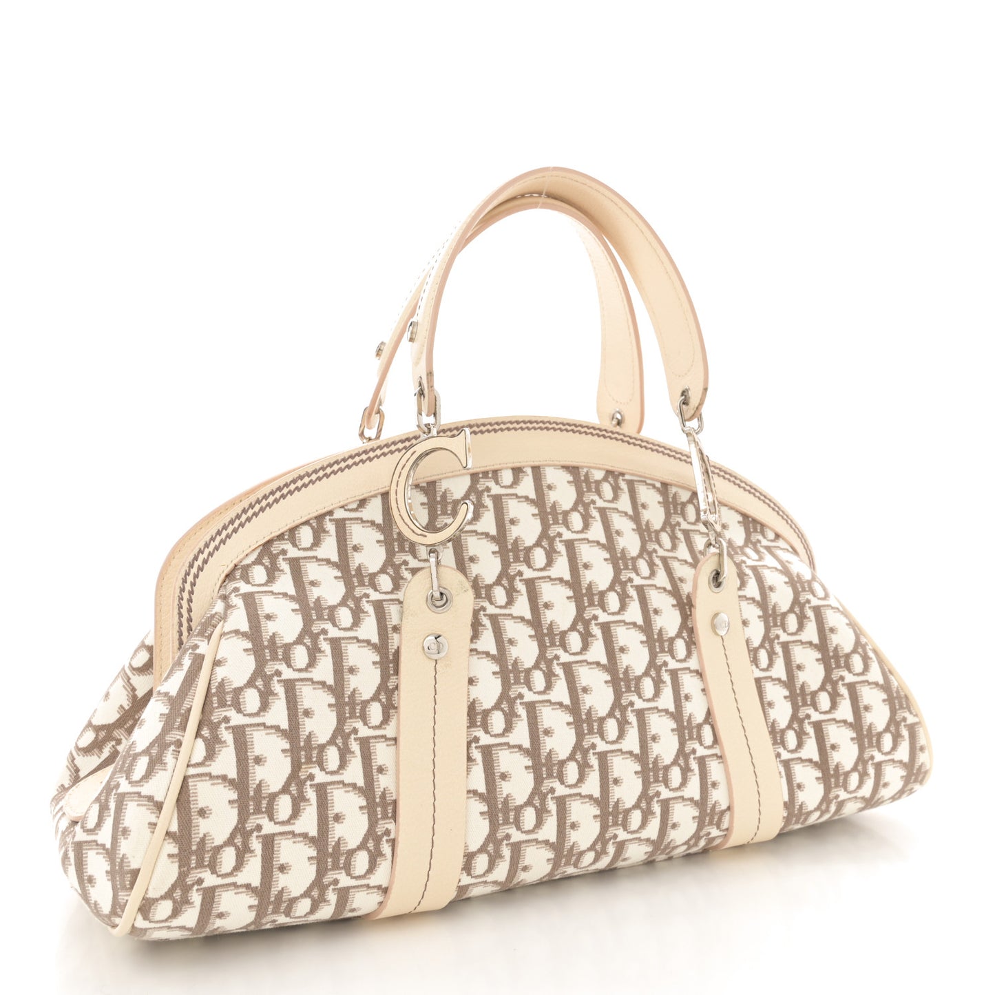 Monogram Vintage Flowers Frame Satchel Beige