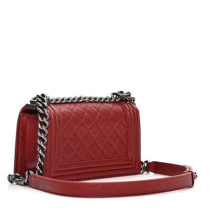 Chanel Caviar Quilted Small Boy Flap Dark Red 3 of 8