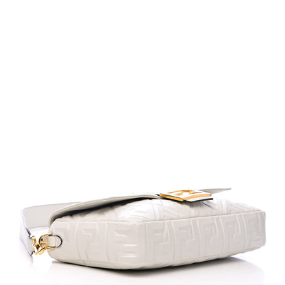 Fendi Nappa FF 1974 Embossed Large Baguette White 4 of 10
