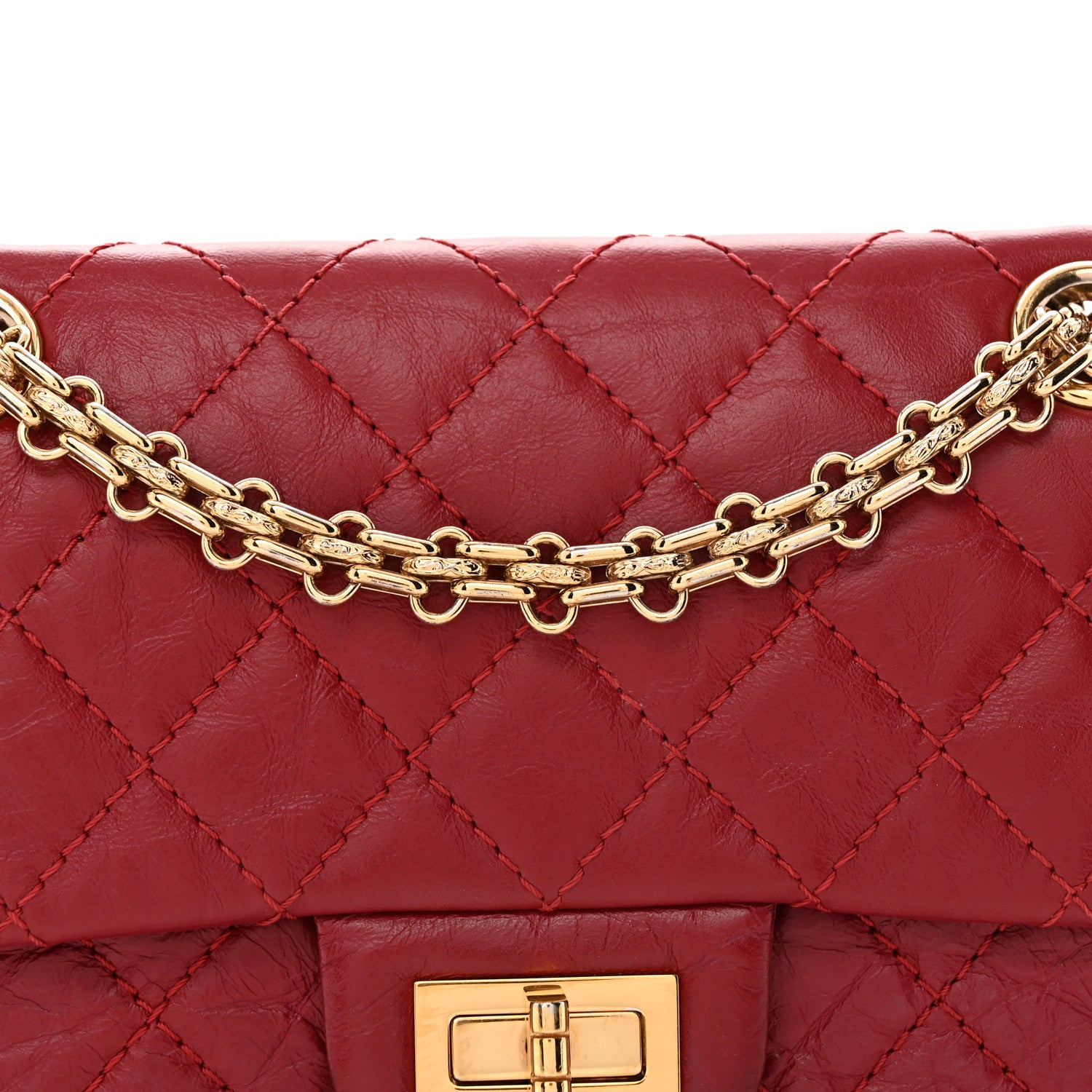 Chanel Aged Calfskin Quilted 2.55 Reissue Mini Flap Red 8 of 10