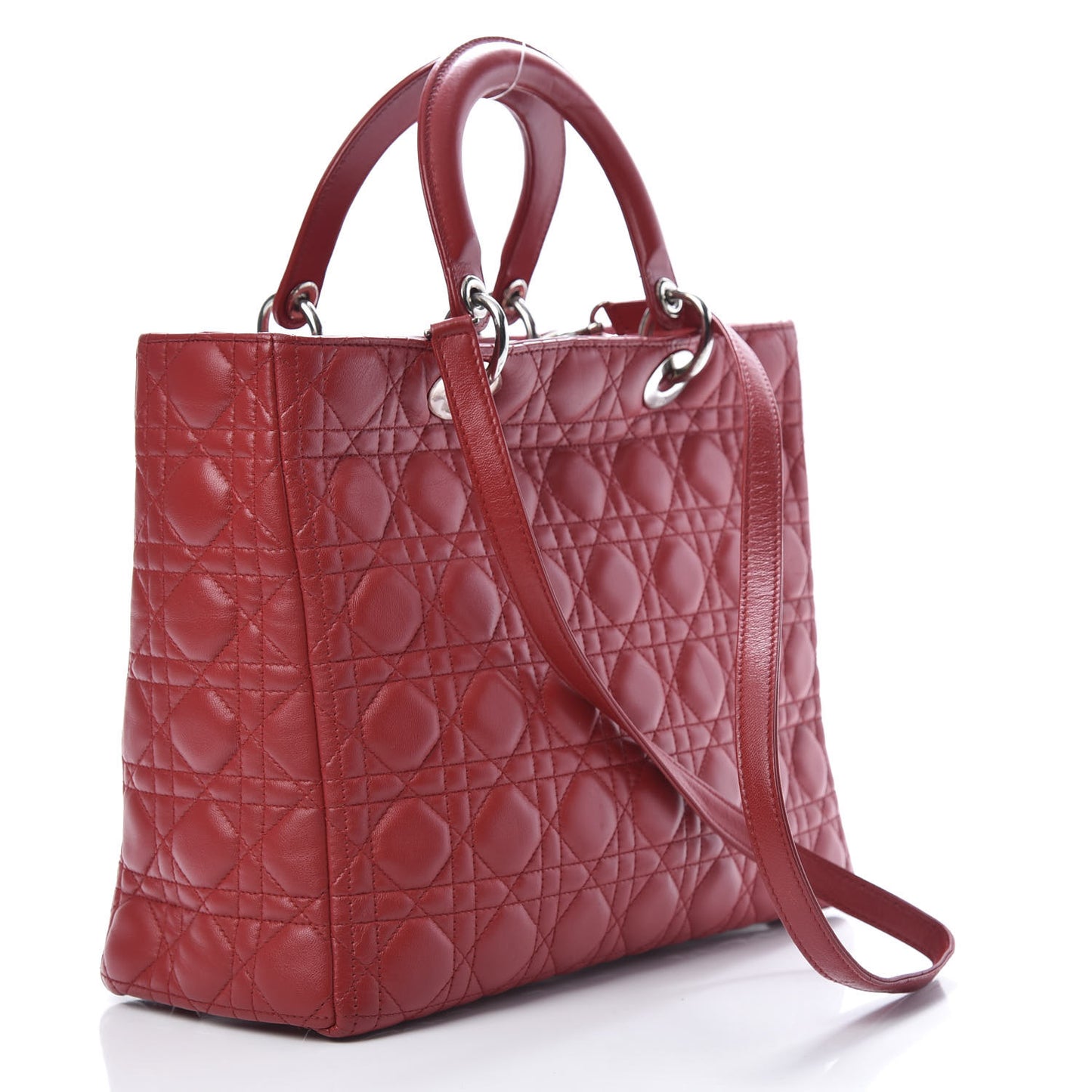 Lambskin Cannage Large Lady Dior Red