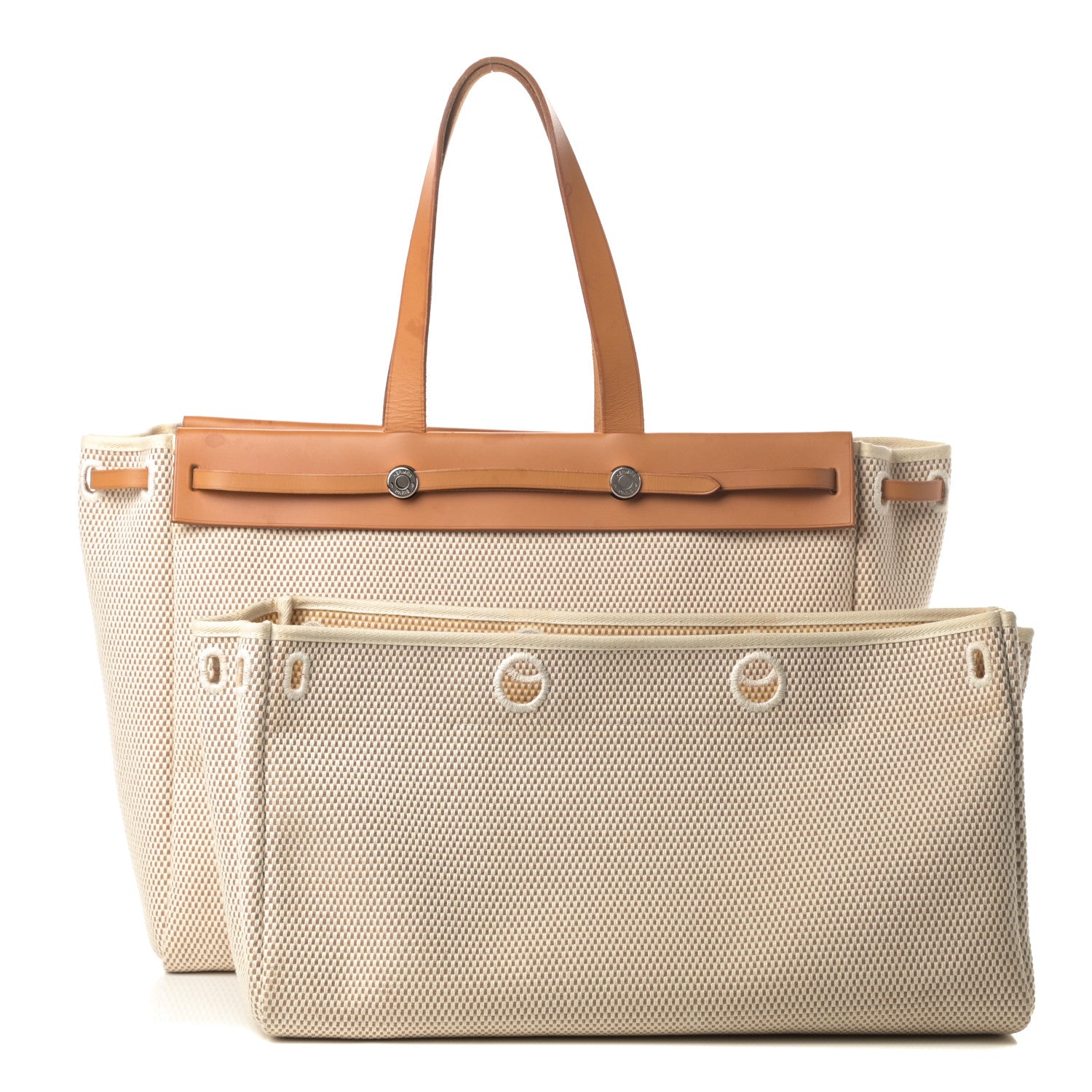 Hermes Toile Vache Hunter Herbag Cabas MM Natural 1 of 15
