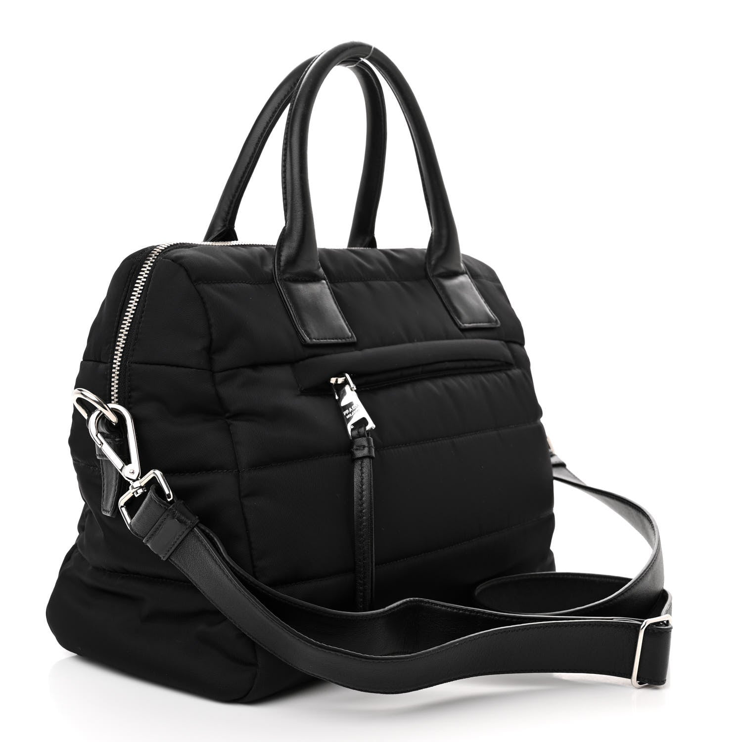 Prada Tessuto Nylon Bomber Tote Black 3 of 12