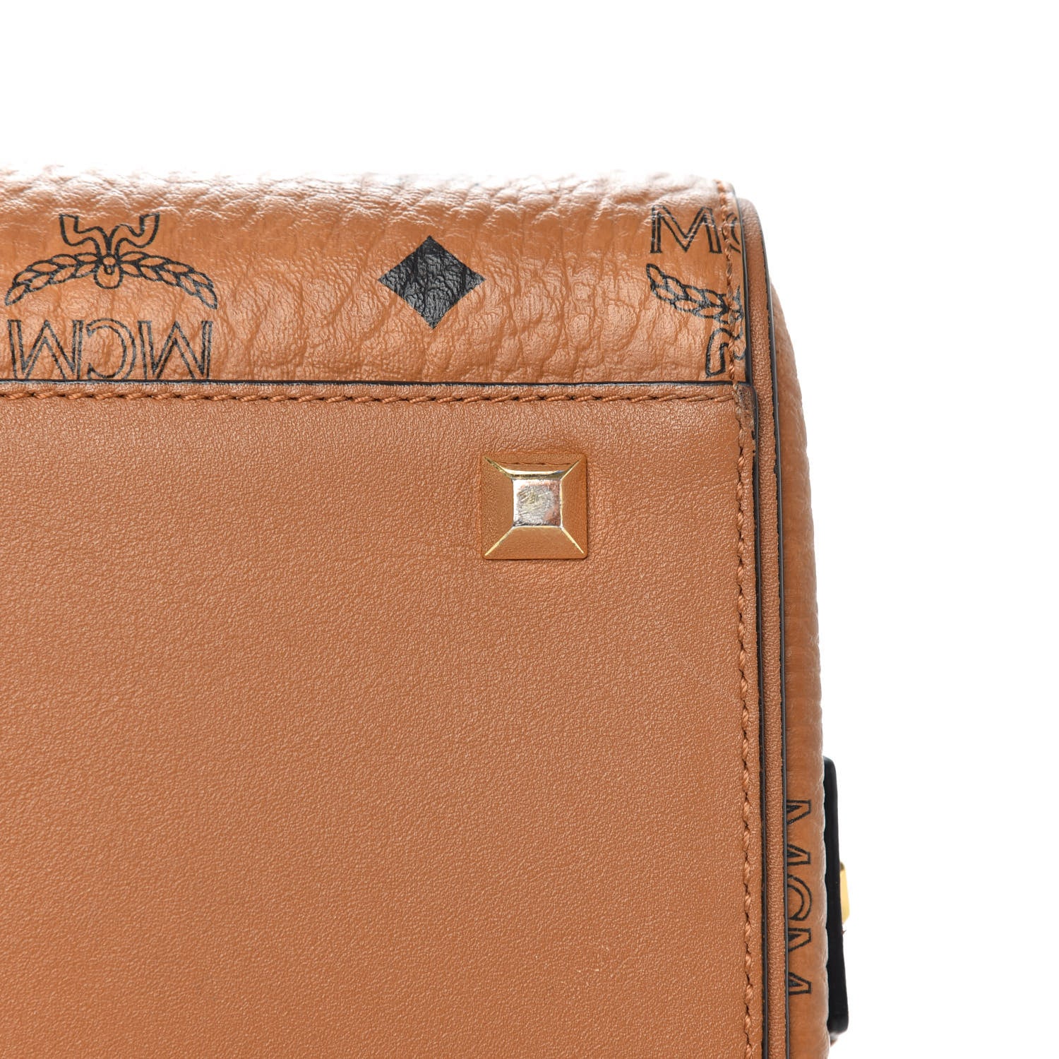 MCM Visetos Medium Boston Bag Cognac 12 of 15