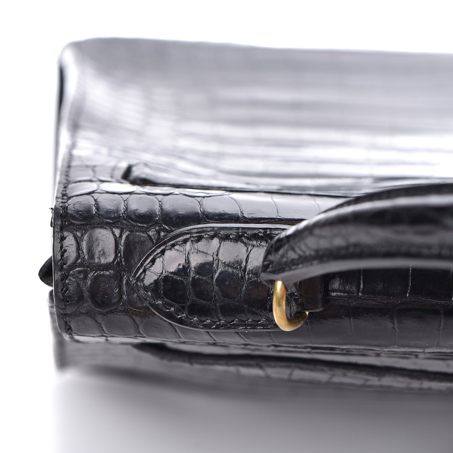 Shiny Porosus Crocodile Kelly Sellier 32 Black