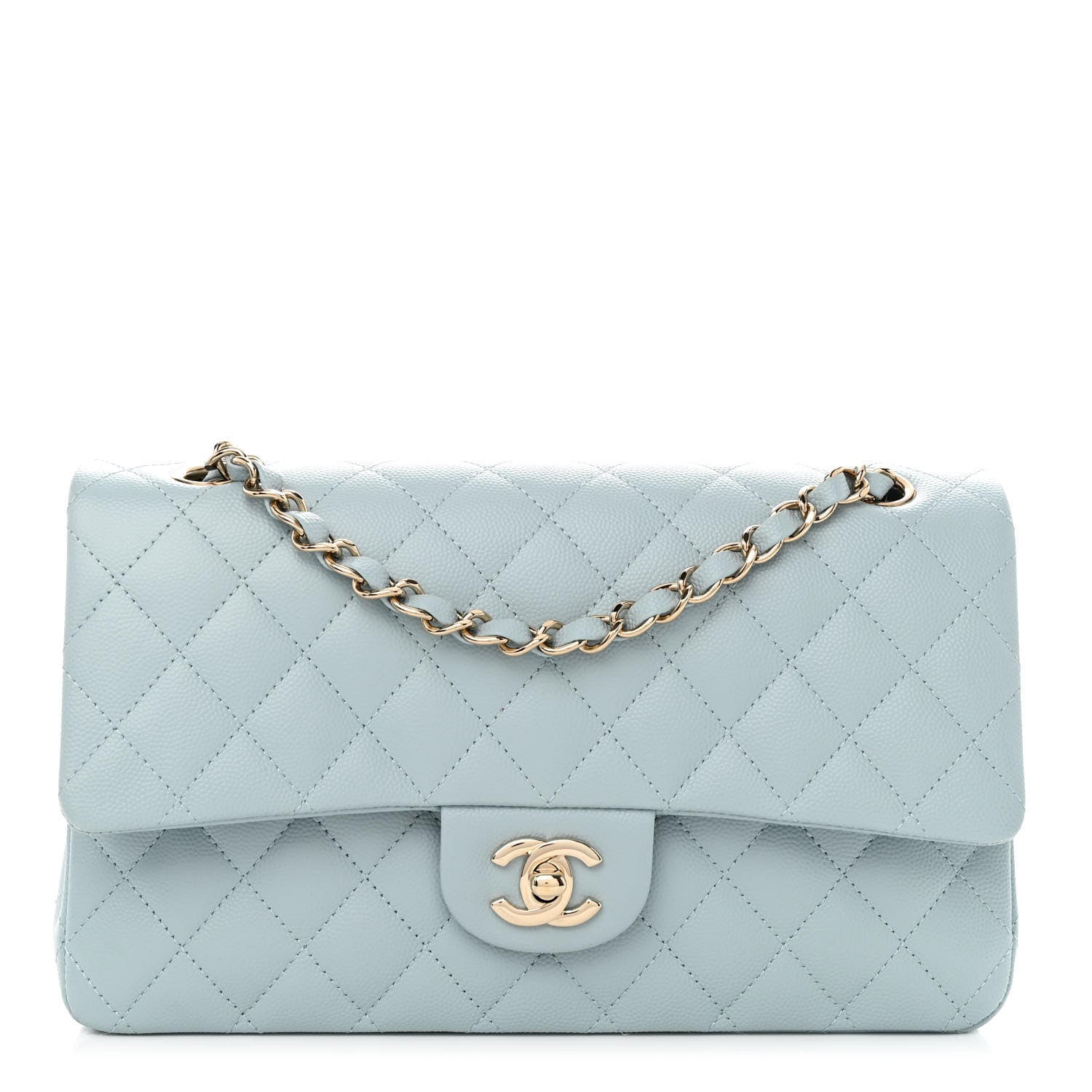 Chanel Caviar Quilted Medium Double Flap Light Blue 1 of 10